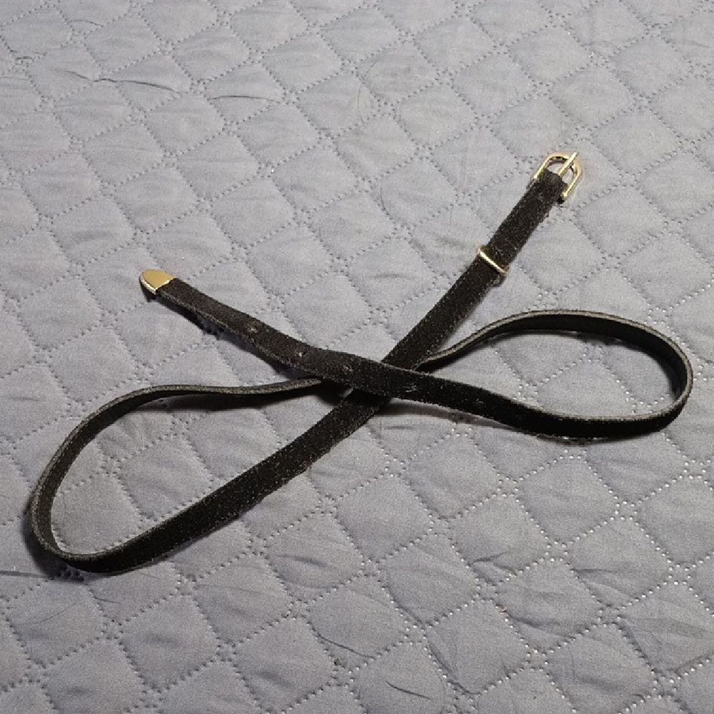 Slim Black Suade Belt